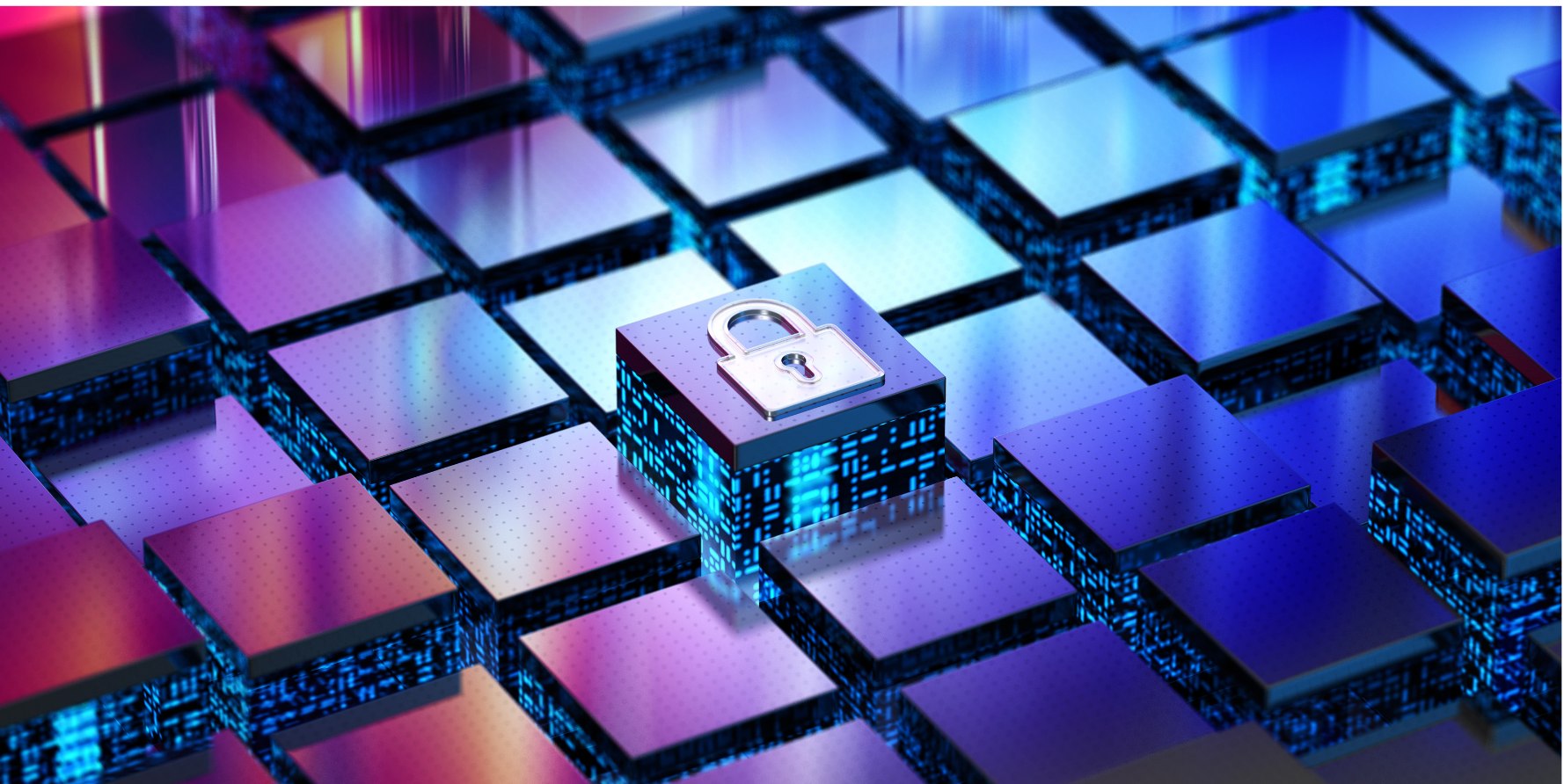 Abstract digital data grid representing cybersecurity and IT infrastructure