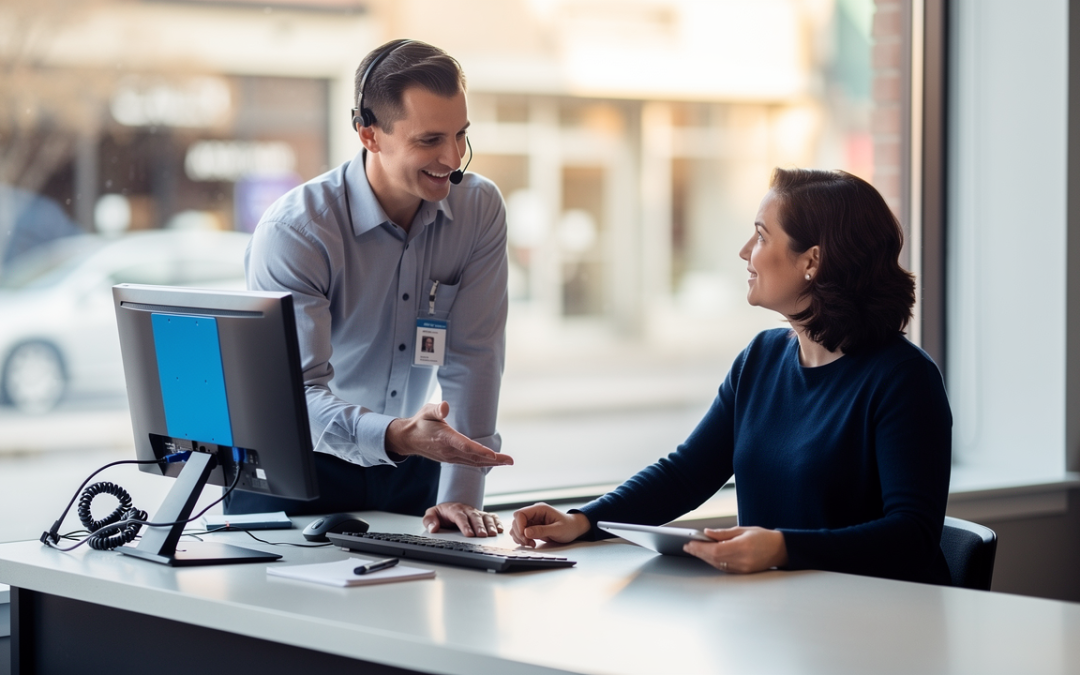 IT help desk technician assisting an Arlington Heights small business
