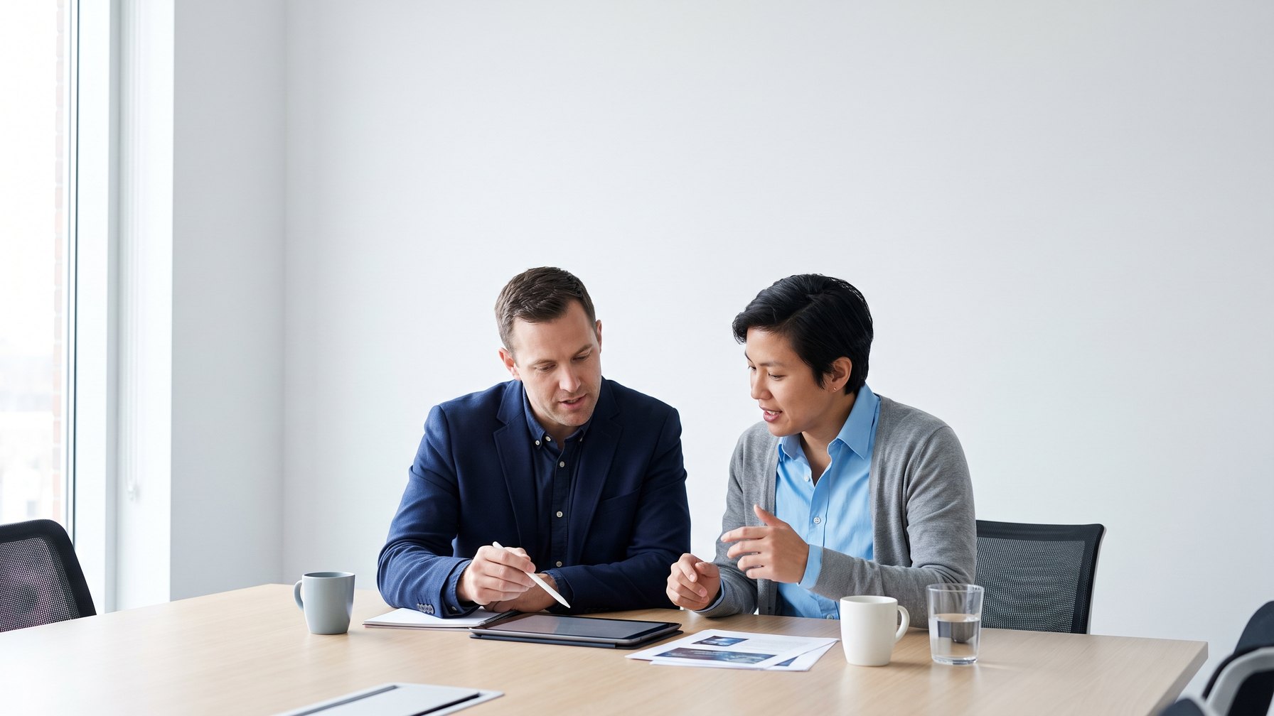 IT consultant mapping an infrastructure roadmap with a San Diego business owner IT consultant mapping an infrastructure roadmap with a San Diego business owner