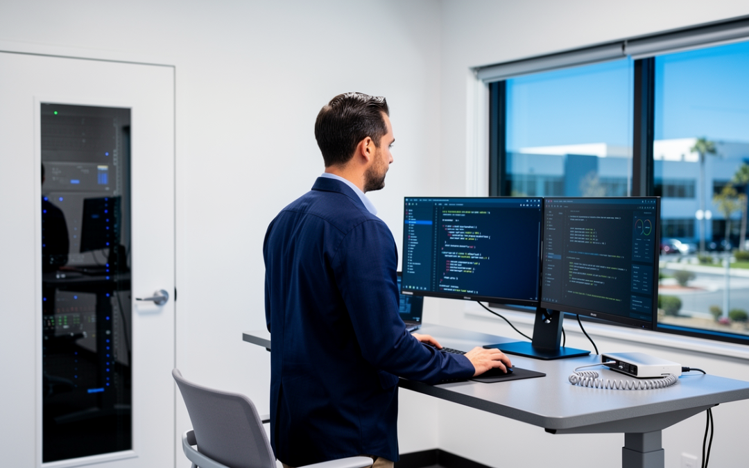 IT professional managing network systems in a Mira Mesa office