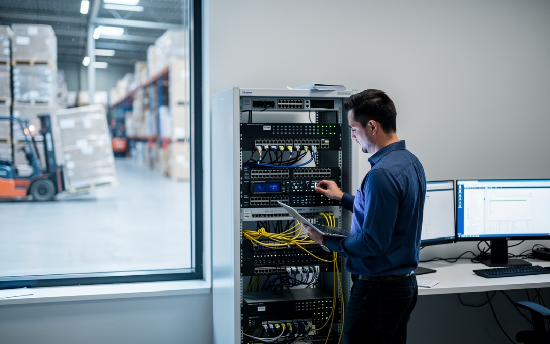 IT technician managing network infrastructure at an Otay Mesa logistics facility