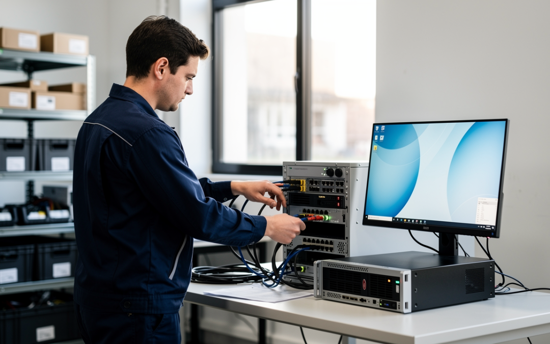 Technician configuring backup systems for a Poway manufacturer