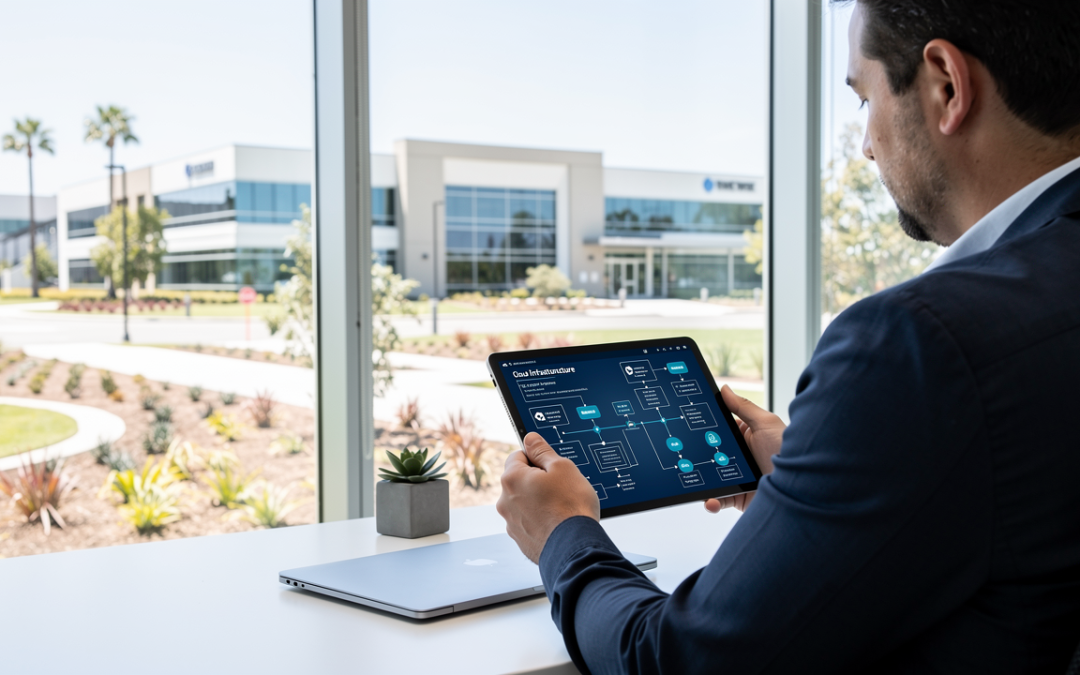 IT consultant reviewing cloud infrastructure for a Rancho Bernardo business