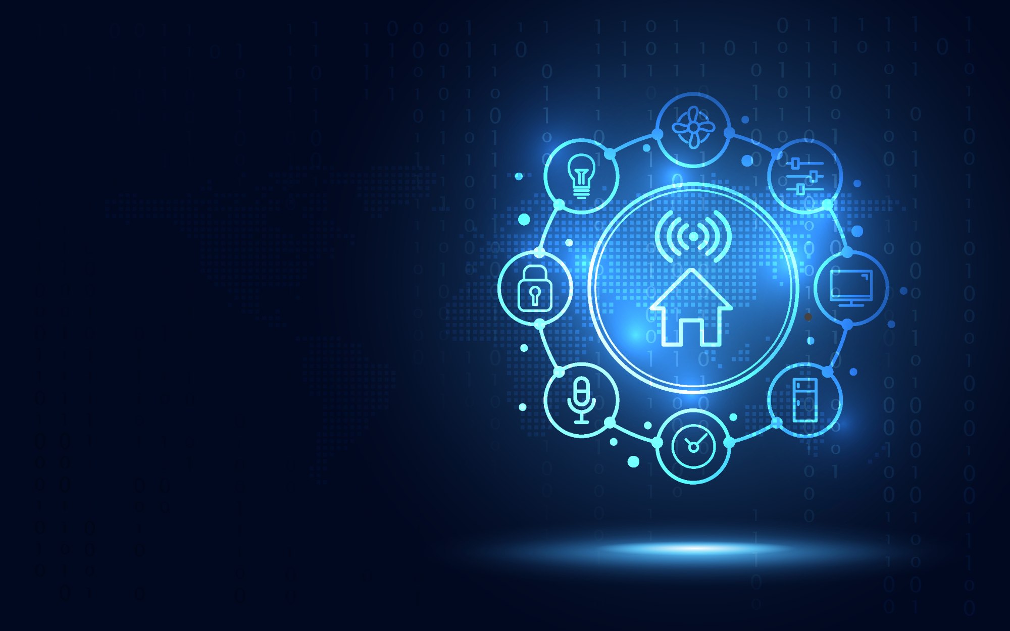 Smart home security network icons representing connected device protection